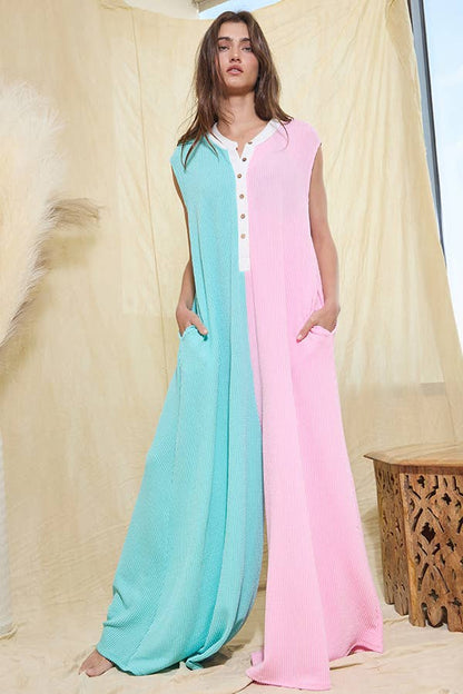 Wide Leg Button Up Jumpsuit