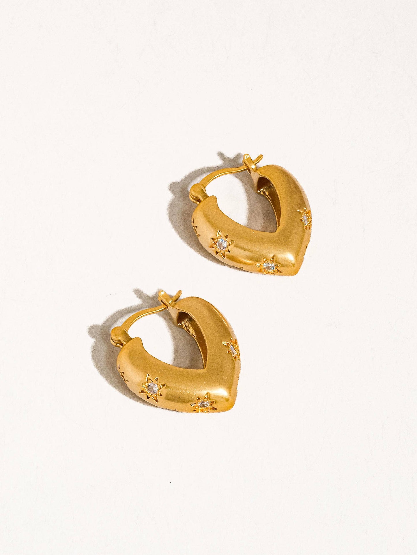 Gold Star Heart Earring: Yellow Gold