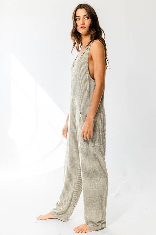Tan Oversized Knit Jumpsuit