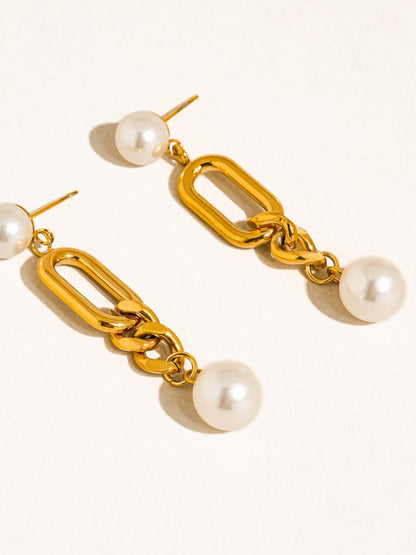 Pearl Drop Chain Earrings