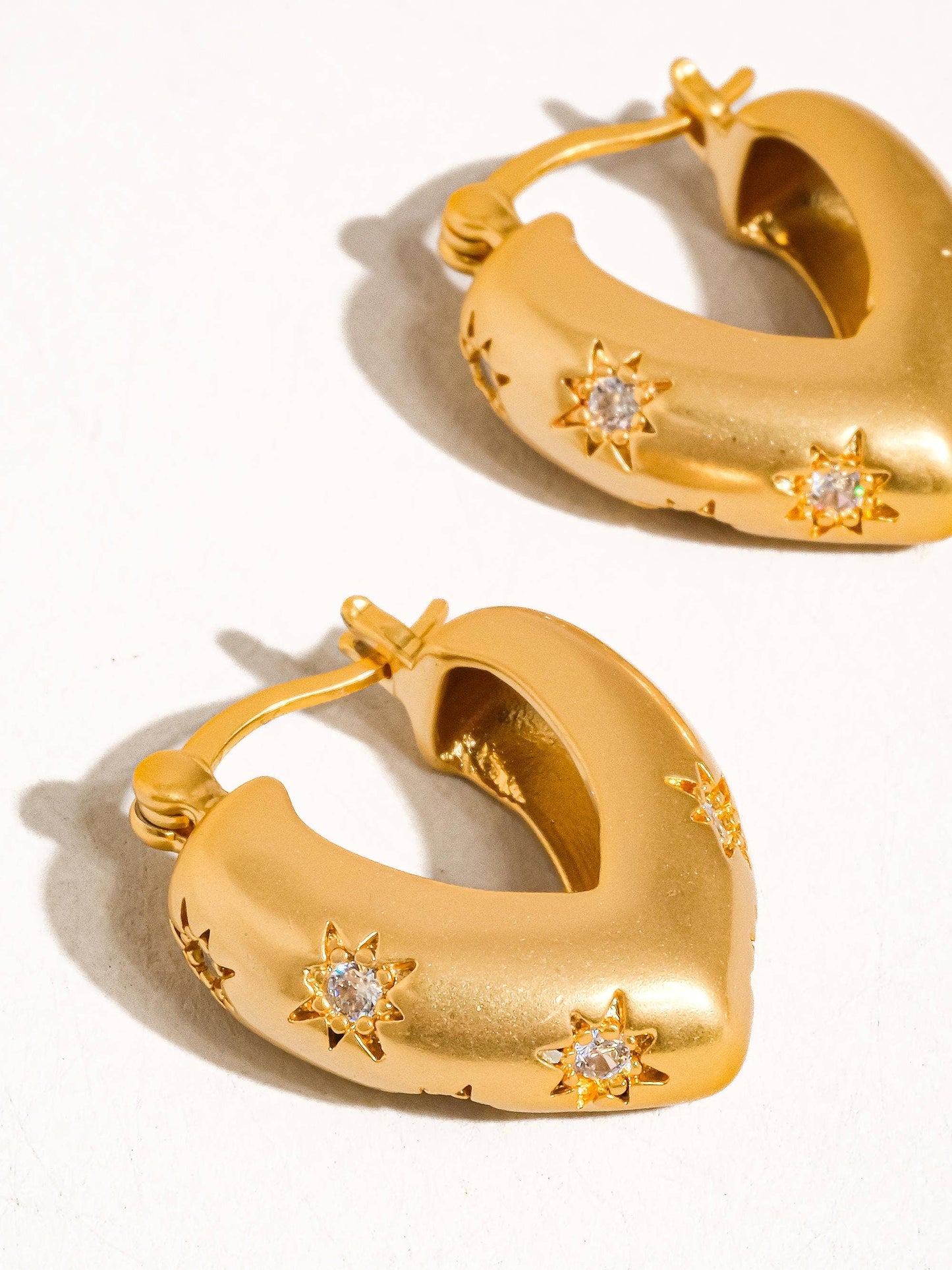 Gold Star Heart Earring: Yellow Gold