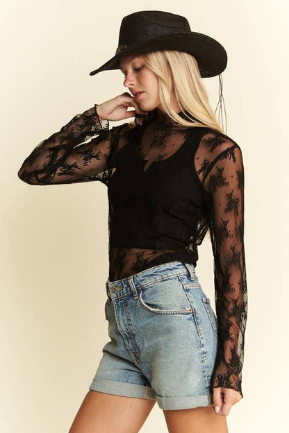 Lace Long Sleeve- Black