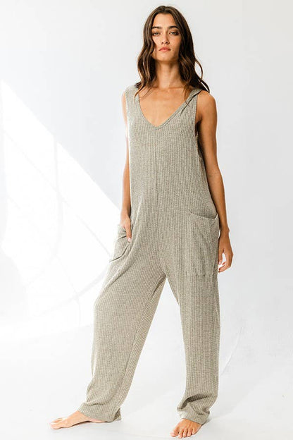 Tan Oversized Knit Jumpsuit
